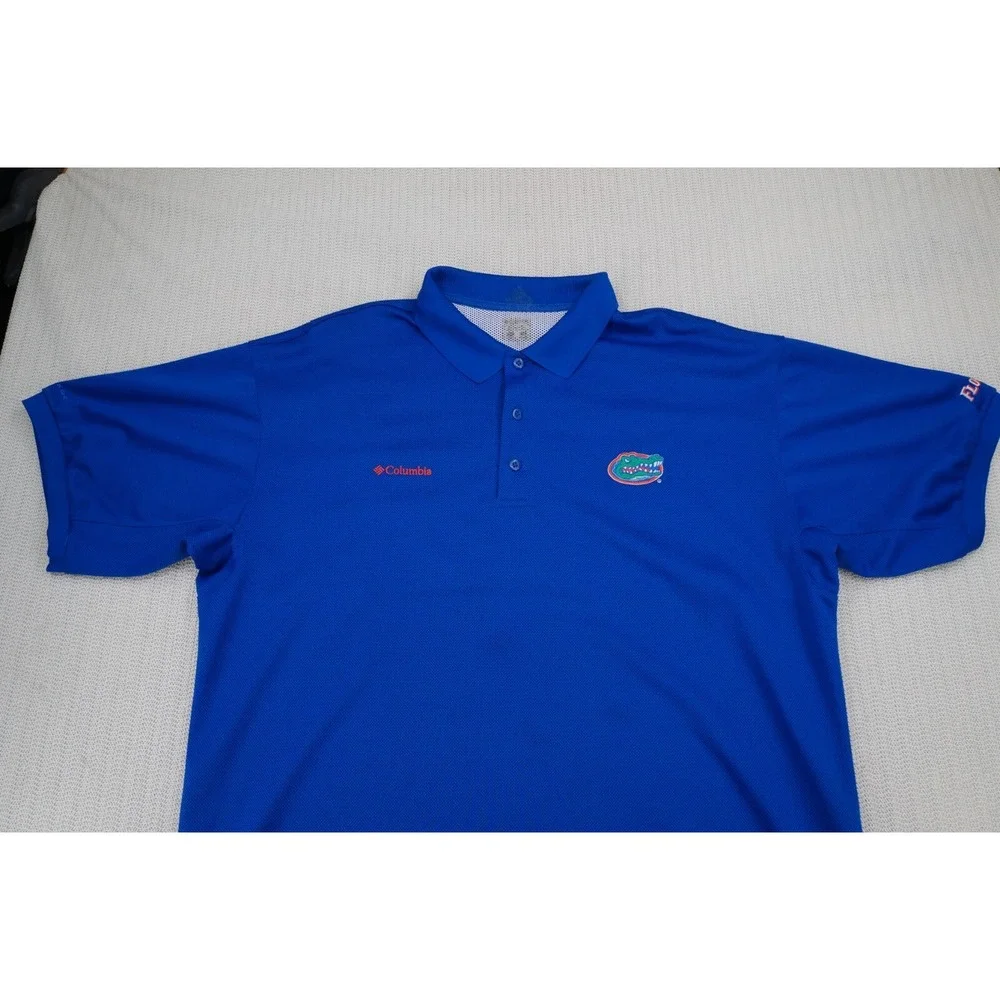 Columbia PFG Florida Gators Polo Shirt Mens Extra Large Blue SEC Football